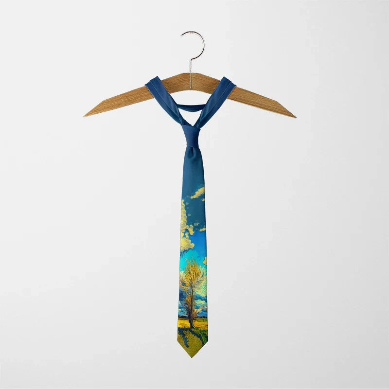 Classic oil painting high-quality printing, novel tie personalized wedding party shirt accessories Harajuku fashion unisex tie