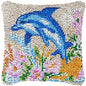 Lighthouse Sailing Latch Hook Set Embroidery Latch Hook Kit Marine Animals Latch Hook Pillow Set Button Pad Package Handmade DIY