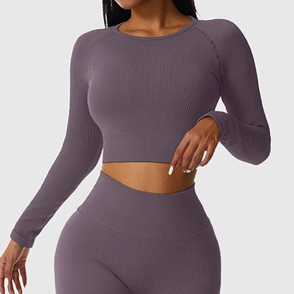 Women’s Long Sleeve Crop Gym Yoga Top