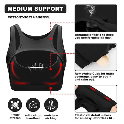 Push Up Sports Bra with Removable Cups