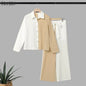 Fashion Women Matching Sets ZANZEA Autumn Long Sleeve Shirt Belted Wide Leg Pant Sets 2 Piece Chic Color-Blocking Office Outfits