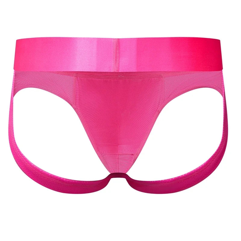 Open Back Sexy Men Underwear Briefs Underpants Nylon Mesh Quick Dry Gay Men's Jockstrap Bikini Slip Men Tanga Briefs Thong Swim