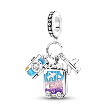 Charms Bead 925 Sterling Silver Pink Butterfly Luminous Firefly Dangle
