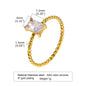 Minimalist Water Drop White Zircon Women Ring, Wave Drop Stainless Steel Ring, 18K Gold Plated Waterproof Luxury Jewelry