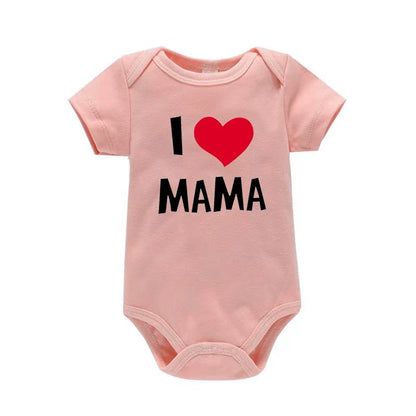 I Love Mama & Papa Funny Baby Romper T-shirt Crawling Clothes Triangle Onesies Newborn Baby Clothes Onesies for Babies