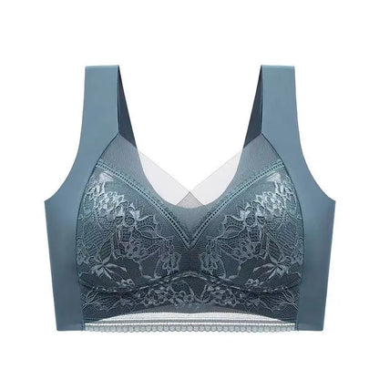L-5XL Contrast Lace Wireless Bras For Womens Lingerie Top Female Lace Bra Underwire Plus Size Brassiere Perspective Sexy Bras