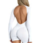 Women's Backless Long Sleeve Workout Jumpsuit