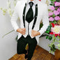 Premium Men's Jacquard Suit White 3pcs Set Wedding Groom Tuxedo Shawl Collar Formal Jacket Vest Pants Beach Party Custom Attire