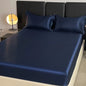 Summer Ice Silk Satin Fitted Sheet Solid Deep Pocket Mattress Cover Ultra Soft Wrinkle Resistant Bed Cover No Pillowcase For Sin
