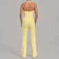 Women Halter V Neck 2Pcs Yoga Outfit Backless Crop Top High Waist Flare Pants Soft Stretch Workout Gym Pilates Casual Tracksuit