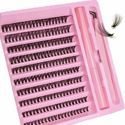 DIY Lash Extension Kit 200pcs Lash Clusters With Bond Lashes Kit Cluster Lashes D Curling False Eyelash Clusters With Tweezers