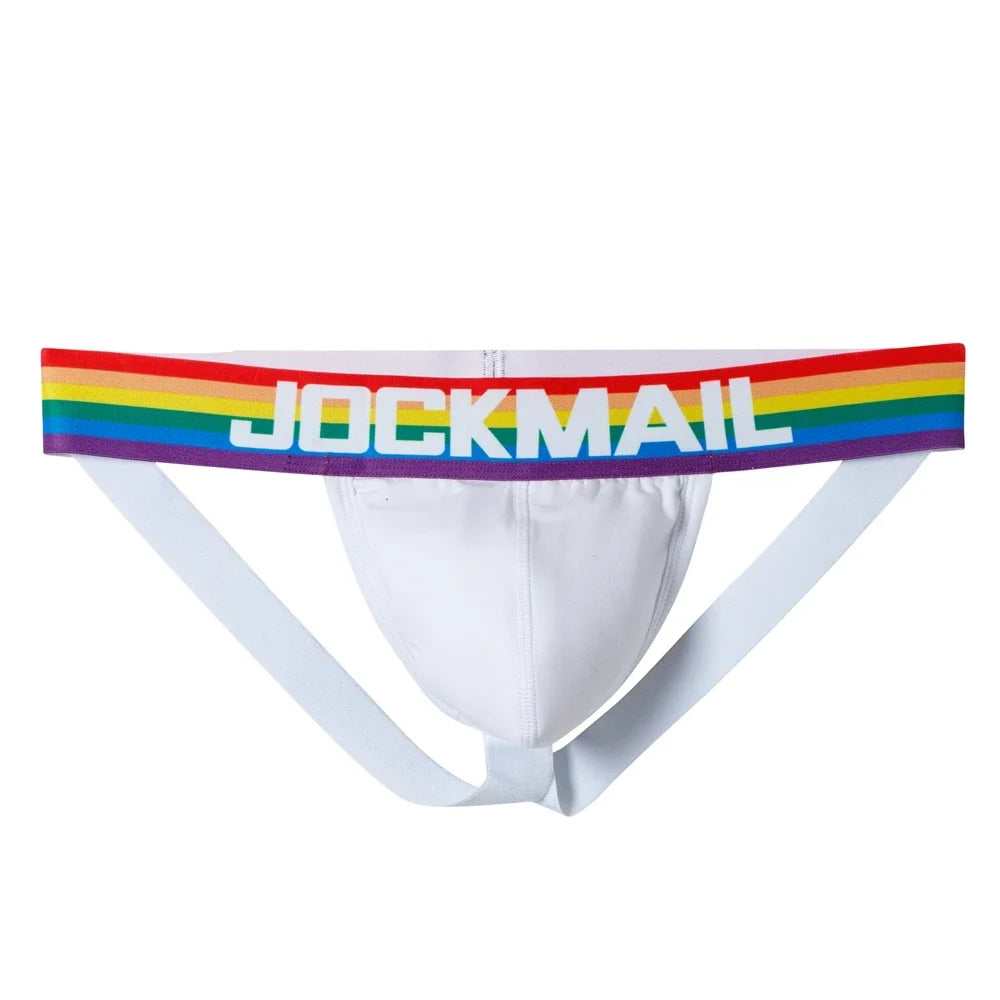 2pcs/Lot Men Underwear Jockstrap Thong Cotton Rainbow Sexy Sissy Mens Briefs Tangas De Homrbre Cueca Gay Underwear Breathable