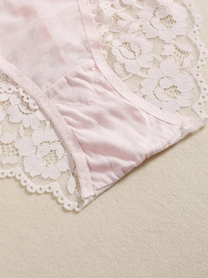 1 Set Elegant Lace Embroidery & Breathable Fabric Lingerie Set: Push-Up Bra, Drop Waist Sheer Panty - Ultimate Valentine's Day