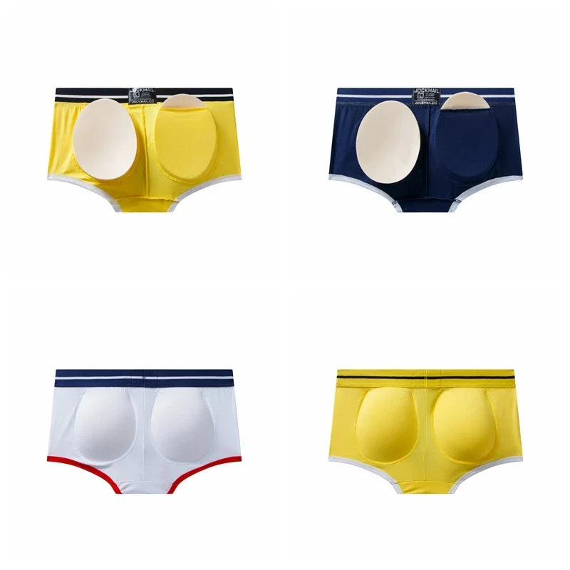 JOCKMAIL Brand sexy men underwear bulge enhancing men Boxer include Penis pad and hips buttocks double Removable push up cup