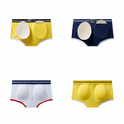 JOCKMAIL Brand sexy men underwear bulge enhancing men Boxer include Penis pad and hips buttocks double Removable push up cup