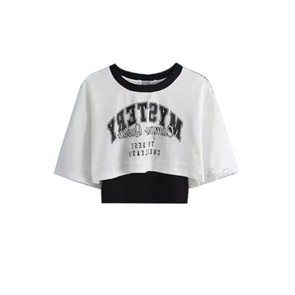 Summer New Korean Style Short Sleeved T-Shirt Top Ink Retro Printed
