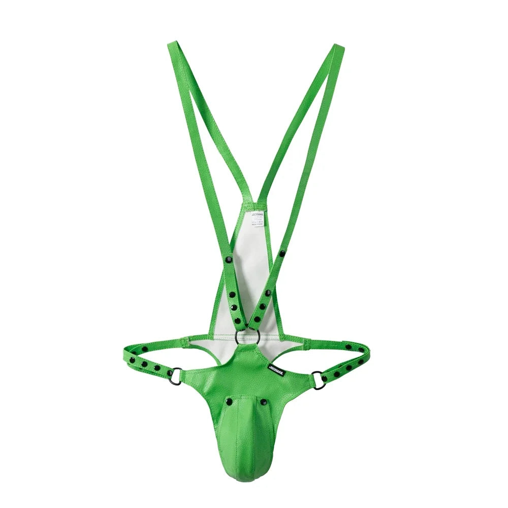 Men's Jockstrap Underwear Sexy Lingerie Harness Chest Bodysuit One-piece Jock with Removable Codpiece Big Bulge Adjustable Size.
