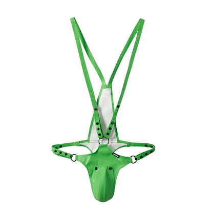 Men's Jockstrap Underwear Sexy Lingerie Harness Chest Bodysuit One-piece Jock with Removable Codpiece Big Bulge Adjustable Size.