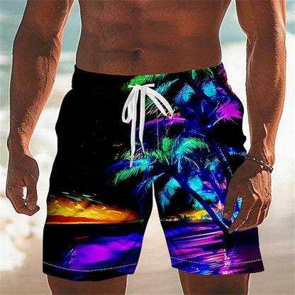Summer Hawaiian Beach Shorts For Men 3D Printed Coconut Trees Graphic Swimming Trunks Women 2025 New Fashion Board Shorts Pant