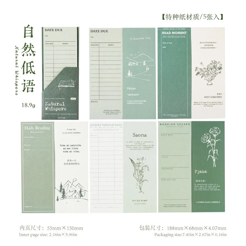 Journal GO 5pcs Ins Style Vintage Bookmark Creative Notes Book Mark for Students School Office Supplies Stationery