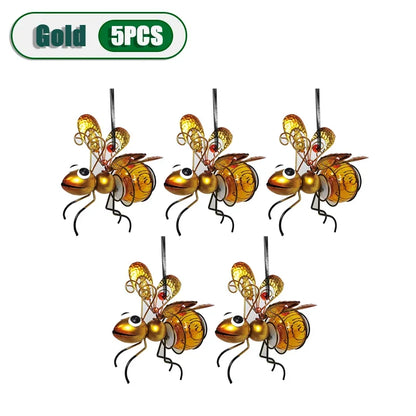 5PCS Solar-Powered Hanging Metal Ladybug Light  Garden Decor  Lady Sculpture with Bouncy Springs Summer Outdoor Art Decorations