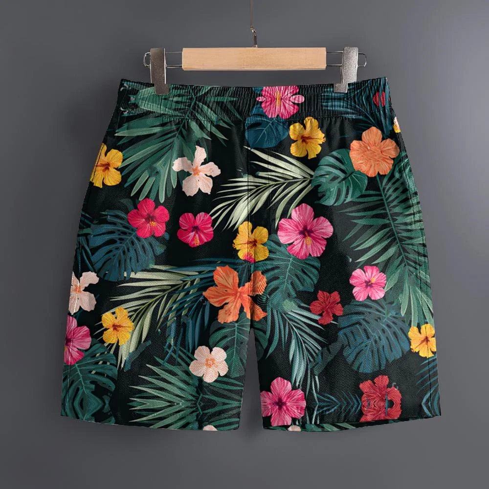 Men's Hawaiian 3D Summer Cool Leaf Pattern Beach Shorts Quick Dry Outdoor Leisure Sports Shorts Fashion Men's Shorts