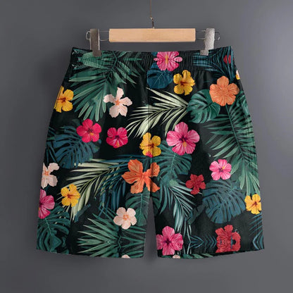 Men's Hawaiian 3D Summer Cool Leaf Pattern Beach Shorts Quick Dry Outdoor Leisure Sports Shorts Fashion Men's Shorts