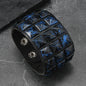 18 Color Punk Hip-Hop Three Rows of Square Rivets PU Leather Big Wide