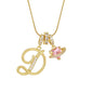 Fashion Letter Necklace for Women Pink Zircon Heart-shaped Pendant Suitable for Girls to Wear Personalized Gold-plated Jewelry