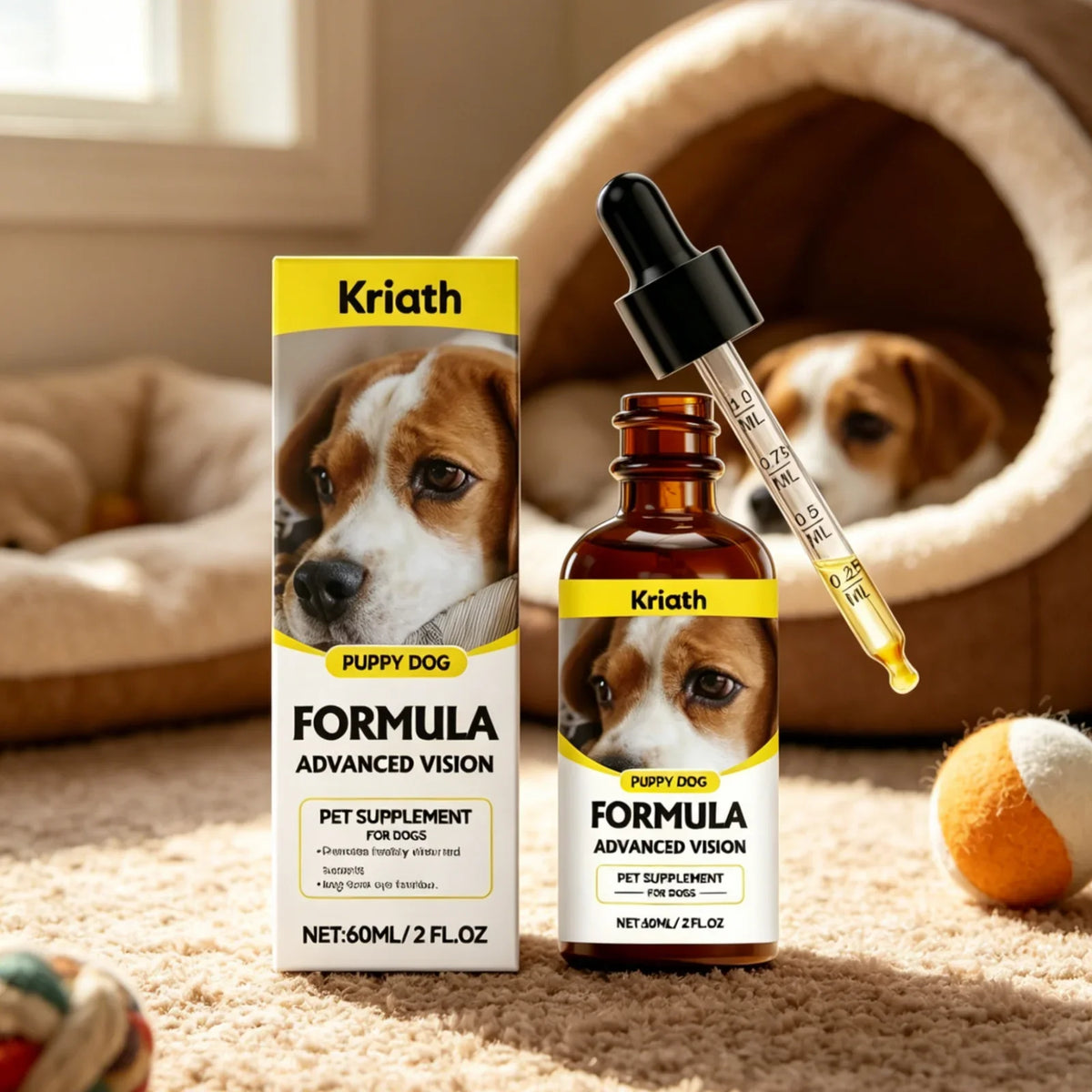 Kriath Dog Eye Supplements Canine Eye Protection Maintain Health Improve Nutrient Absorption Gentle Dog Vision Support Drop 60ml