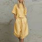 Summer Zipper Half Sleeve Shirt High Waist 3/4 Length Pants Suit Women Comfortable Two Piece Set Female Tracksuits
