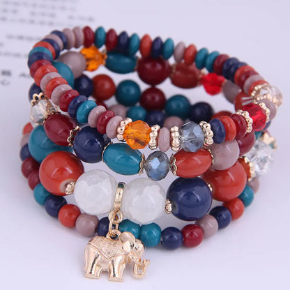 DIEZI Ethnic Bohemian Multicolor Crystal Beads Strand Bracelets Women Men Heart Tree Of Life Charm Bracelet Pulseira Feminina