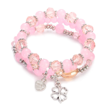 3pcs Boho Bohemian Pink Butterfly Pendant Charm Beads Bracelets Set For Women Stone Wristband Bracelet Bangles Pulseras Feminina