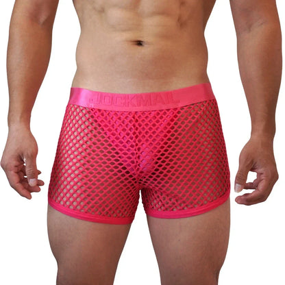 Men Underwear Boxer Thong 2 in 1 Lined with Thong Jockstrap Home Shorts Boxer Man Panties Sexy Soft Sport Short Boxer Mesh