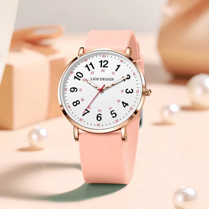 Women's Arabic Numeral Silicone Quartz Watch