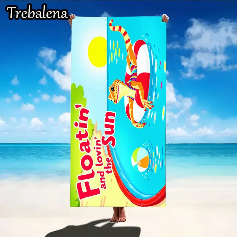 30*60inch Ultra-Soft Beach Towel with Gecko Floatin Lovin Sun Beach Towel Summer Fun