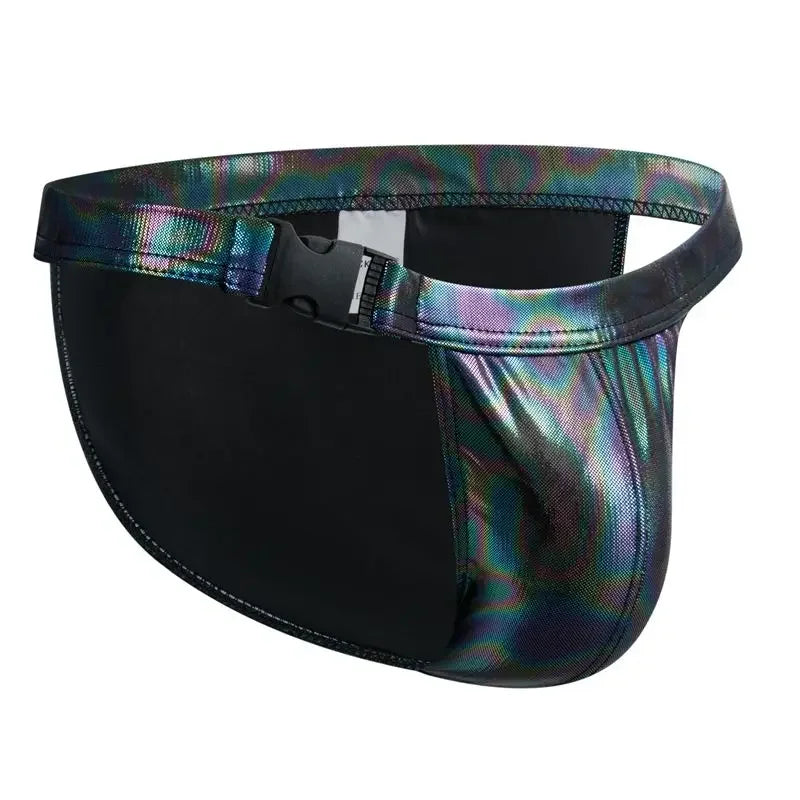 Sexy Briefs Men's Faux Leather  Male Bikini Gay Men Underwear Brief Gay Sissy Bulge Pouch Panties PU Patent Leather Underpants