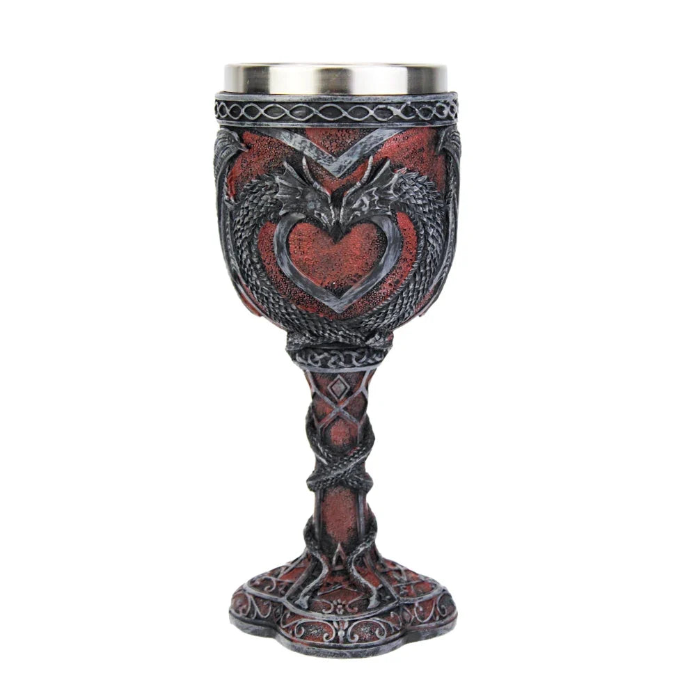 Gothic Wine Goblet Contain Dragon Claw Viking Skeleton Retro Stainless Steel Resin