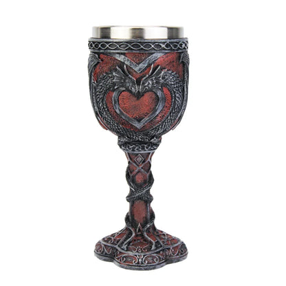 Gothic Wine Goblet Contain Dragon Claw Viking Skeleton Retro Stainless Steel Resin