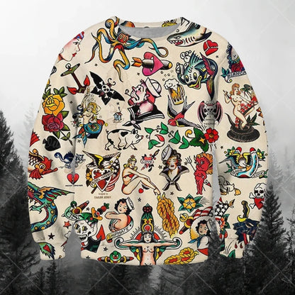 Men's Sweatshirts 3d Characters And Animal Graphic Long Sleeve Printed T-Shirts Loose O-Neck Hoodies Oversized Men Clothing Tops