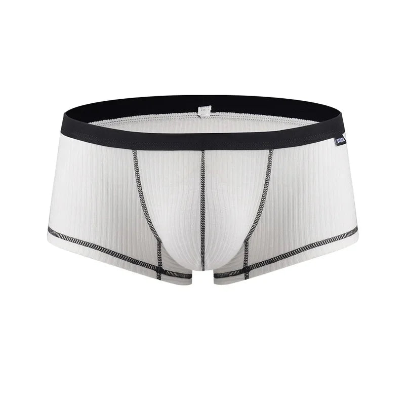 Men's Underwear Personalized Design Low Waist Boxers Pack Breathable Single Layer U Convex Pouch Boxershorts Men