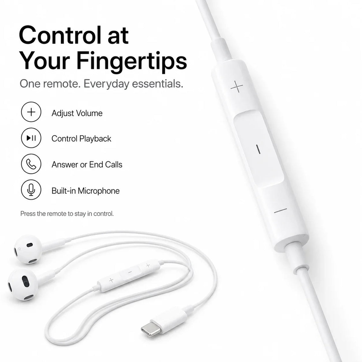 Official Apple EarPods Wired Earphones 3.5mm Lightning USB-C Connector with Mic Volume Control for iPhone iPad Mac