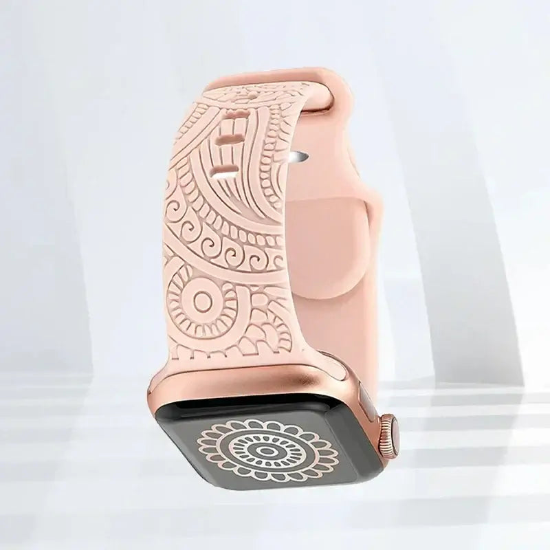 Apple Watch Engraved Silicone Band, Ornamental or Leopard