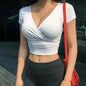 Vivid V-Neck: Y2K Black Crop Top Corset Tee