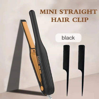 2-In-1 Mini Hair Straightener Curler, 5 Heat Level Control, Ceramic