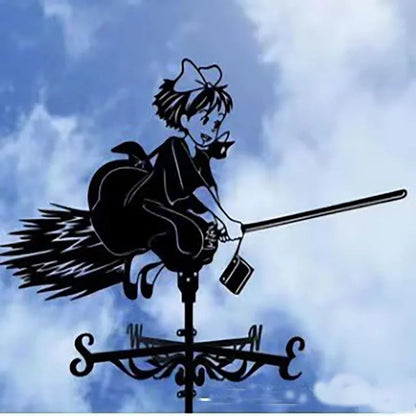 Metal Weathervane,Witch Iron Weather Vane,Sea Rover Wind Direction Indicator,Garden Decoration,Outdoor Roof Decoration,Gardening