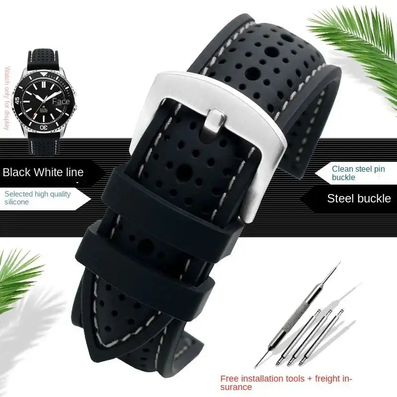 Samsung Galaxy Watch 7, 6, 5, 4 & FE Stitched Perforated Silicone Band