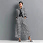 Fashionable Commuter Women's Suit Casual Solid Color Lapel Cardigan Short Jacket Paired With Loose Wide-leg Pants Two-piece Set