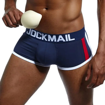 JOCKMAIL  Mens Underwear Boxers Bulge Enhancing with Push Up Cup Underwear Men Shorts Trunk Enlarge Mens Panties Underpants