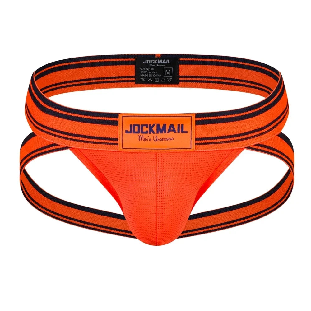 JOCKMAIL Men Jockstrap Thong  Mens Bikini Briefs Sexy Gay Underwear Nylon Mesh Hip Lift Mesh Quick Dry Sports Wear Panties